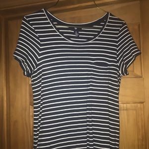 Navy blue and white striped women’s t-shirt dress